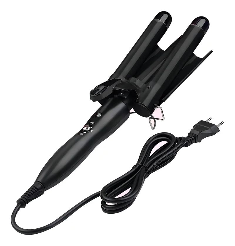 RIZADORA PLANCHA ONDULADORA DE CABELLO ELECTRICA DE 3 TUBOS - 7