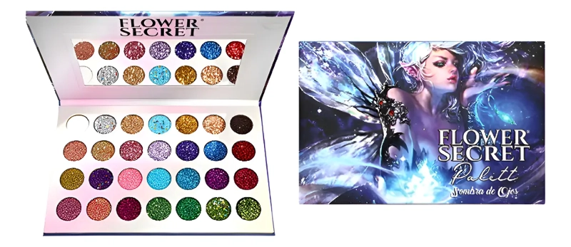 PALETA DE SOMBRAS 28 COLORES GLITTER FLOWER SECRET - 4