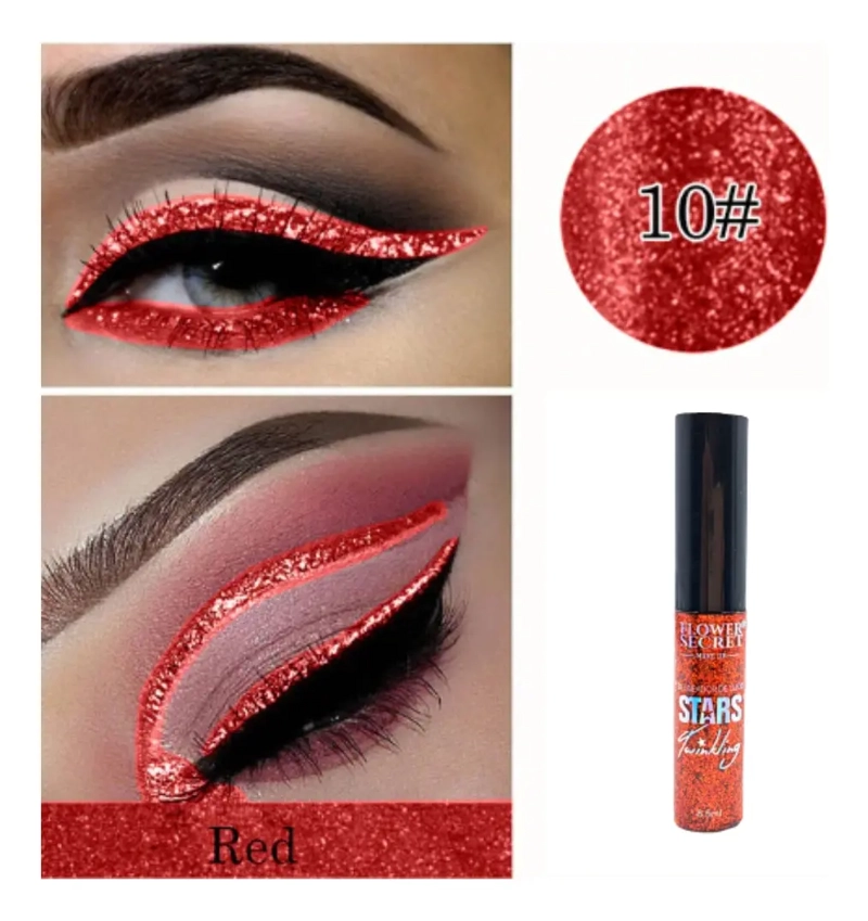 DELINEADOR ROJO GLITTER COLORES FLOWER SECRET - 5
