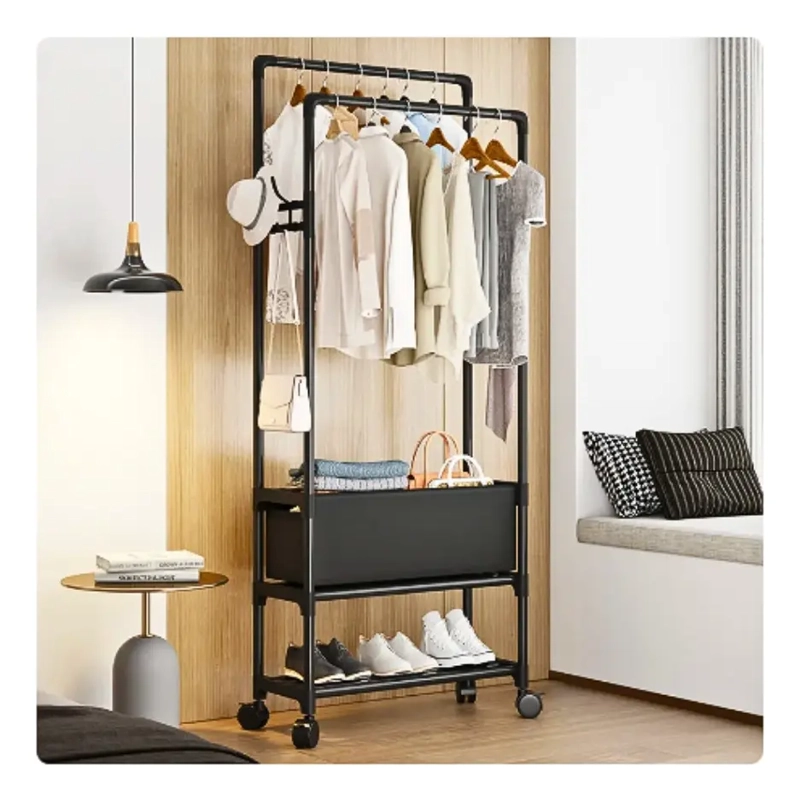 PERCHERO MULTIFUNCIONAL ORGANIZADOR ROPA ZAPATOS BARRA DOBLE - 1