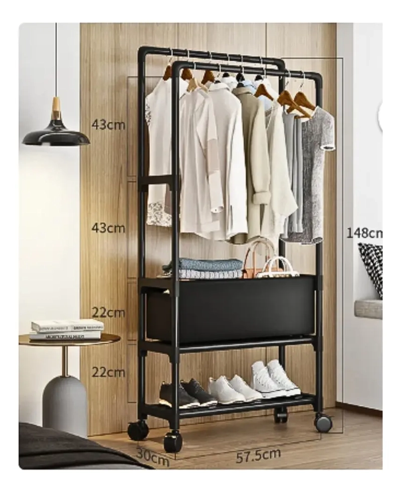 PERCHERO MULTIFUNCIONAL ORGANIZADOR ROPA ZAPATOS BARRA DOBLE - 3