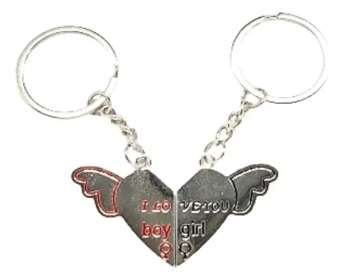 LLAVEROS PLATEADO CON ALAS PARA PAREJAS SET 2 UNIDADES - 2