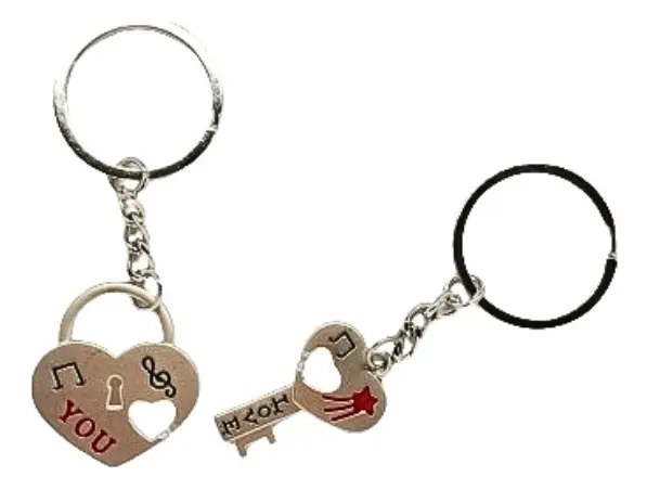 LLAVEROS PLATEADO LLAVE PARA PAREJAS SET 2 UNIDADES - 2