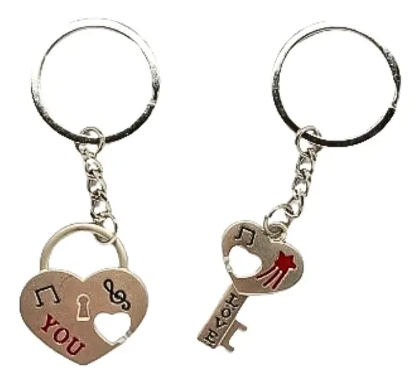 LLAVEROS PLATEADO LLAVE PARA PAREJAS SET 2 UNIDADES - 3