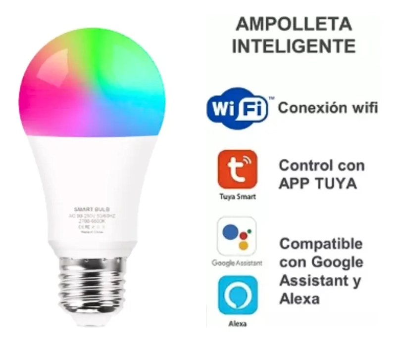 AMPOLLETA INTELIGENTE MULTICOLOR LED WIFI APP 9W E27 - 2