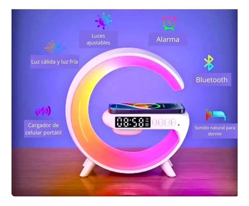 LAMPARA PARLANTE INTELIGENTE LUZ LED MULTICOLOR BLUETOOTH - 4