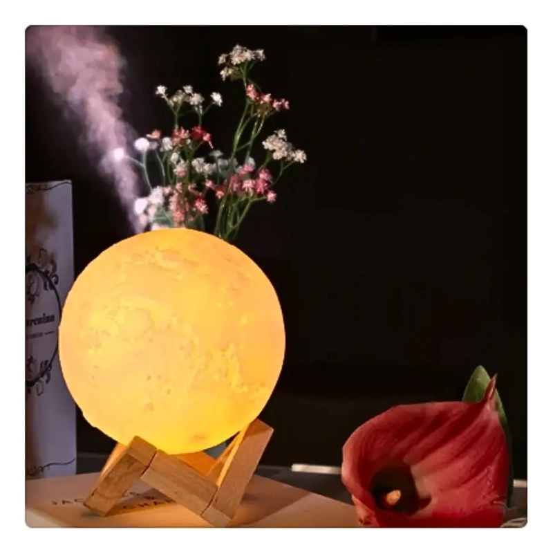 HUMIDIFICADOR LAMPARA AROMATIZADOR LUZ LED 3D LUNA - 2