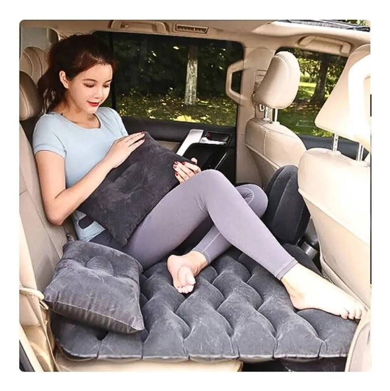 COLCHON INFLABLE PARA AUTO O CAMPING +COMPRESOR+ 2 ALMOHADAS - 4