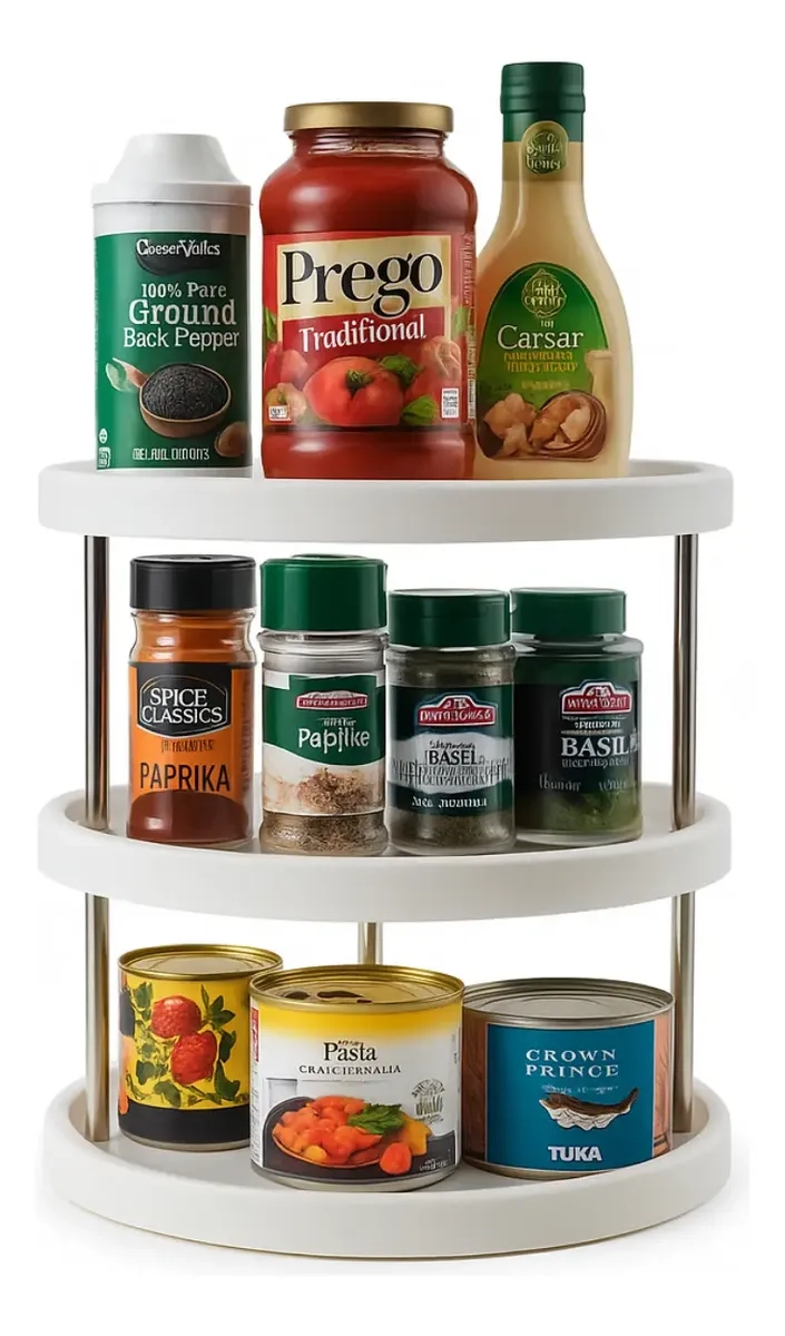 ORGANIZADOR GIRATORIO CONDIMENTOS COCINA 3 NIVELES MULTIUSO - 1