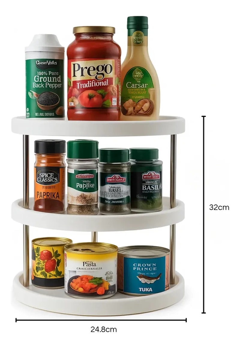 ORGANIZADOR GIRATORIO CONDIMENTOS COCINA 3 NIVELES MULTIUSO - 2