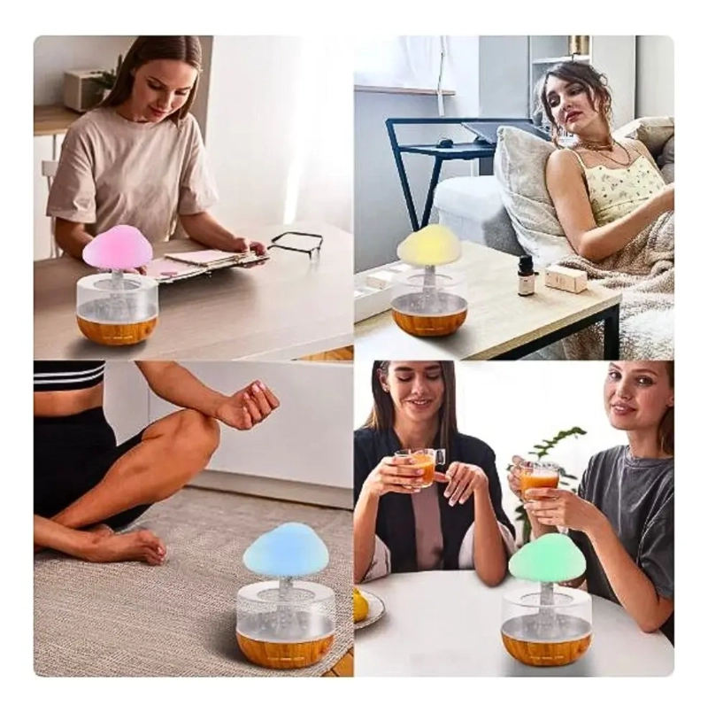 DIFUSOR DE AROMA HUMIDIFICADOR NUBE EFECTO LLUVIA MULTICOLOR - 5