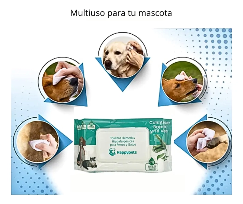 PACK 100 UNIDADES TOALLAS HUMEDAS PERROS GATOS MASCOTAS - 2