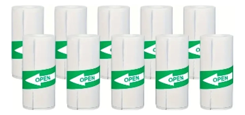 PACK 10 ROLLOS ADHESIVOS PARA MINI IMPRESORA STICKERS BLANCO - 1