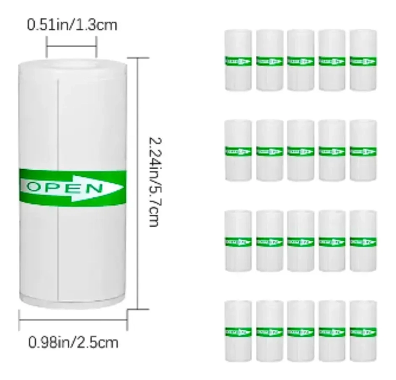 PACK 10 ROLLOS ADHESIVOS PARA MINI IMPRESORA STICKERS BLANCO - 2