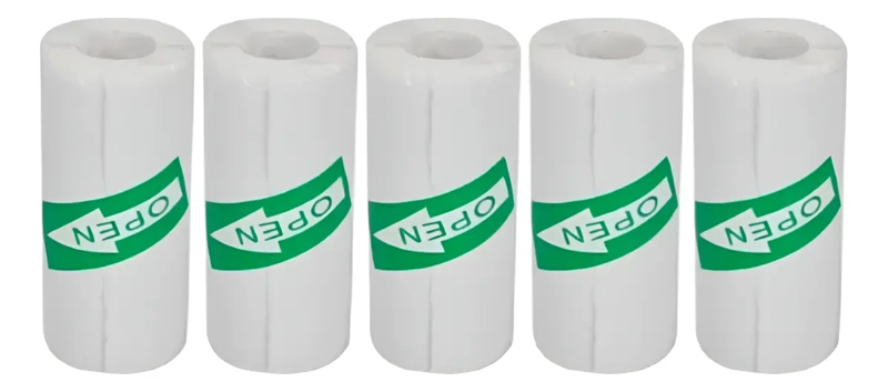 PACK 5 ROLLOS ADHESIVOS PARA MINI IMPRESORA STICKERS BLANCO - 1
