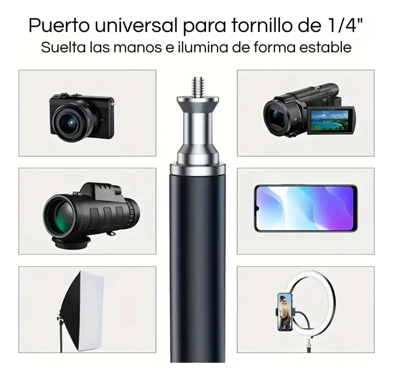 SOPORTE TRIPODE PARA CELULAR RETRACTIL 2.1 MTS VIDEOS FOTOS - 3