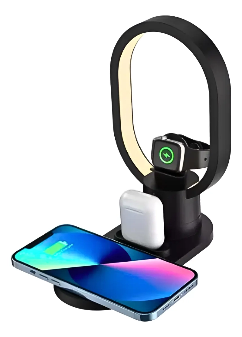 CARGADOR INALAMBRICO CELULAR AIRPODS SMART WATCH CON LUZ LED - 1