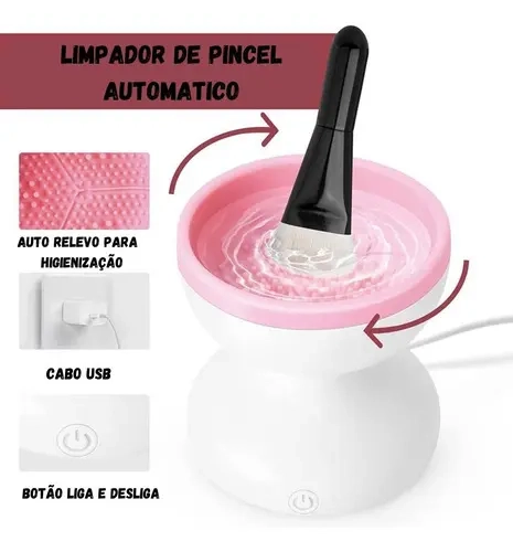 LIMPIADOR ELE CTRICO BROCHAS DE MAQUILLAJE GIRATORIO USB - 4