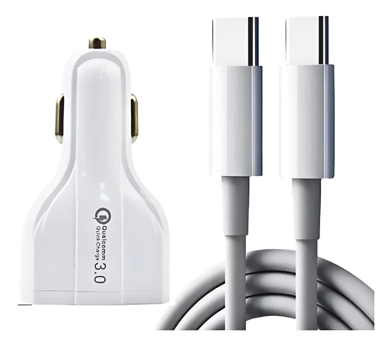 ADAPTADOR CARGADOR AUTO PARA CELULAR + CABLE USB-C - 1
