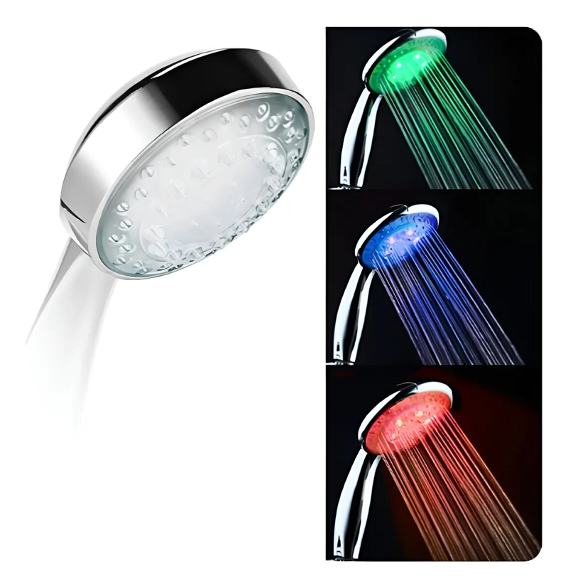 CABEZAL DUCHA MANGO LUZ LED RGB FILTRO AHORRO PURIFICA AGUA - 5