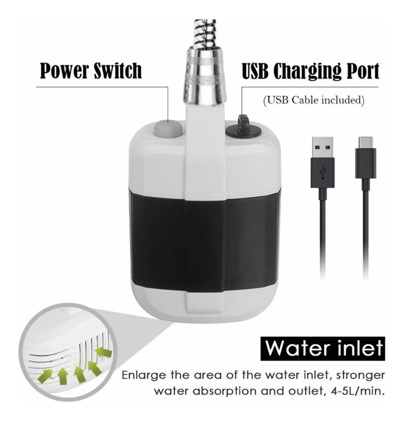 DUCHA PORTATIL PARA CAMPING DUCHA RECARGABLE AL AIRE LIBRE - 2