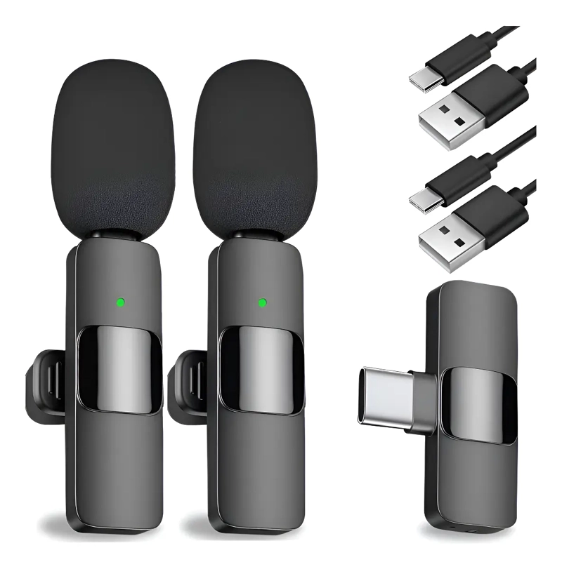 PACK 2 MICROFONOS INALAMBRICO CONEXION TIPO USB-C - 1