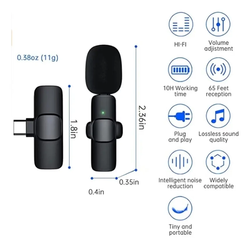 PACK 2 MICROFONOS INALAMBRICO CONEXION TIPO USB-C - 3