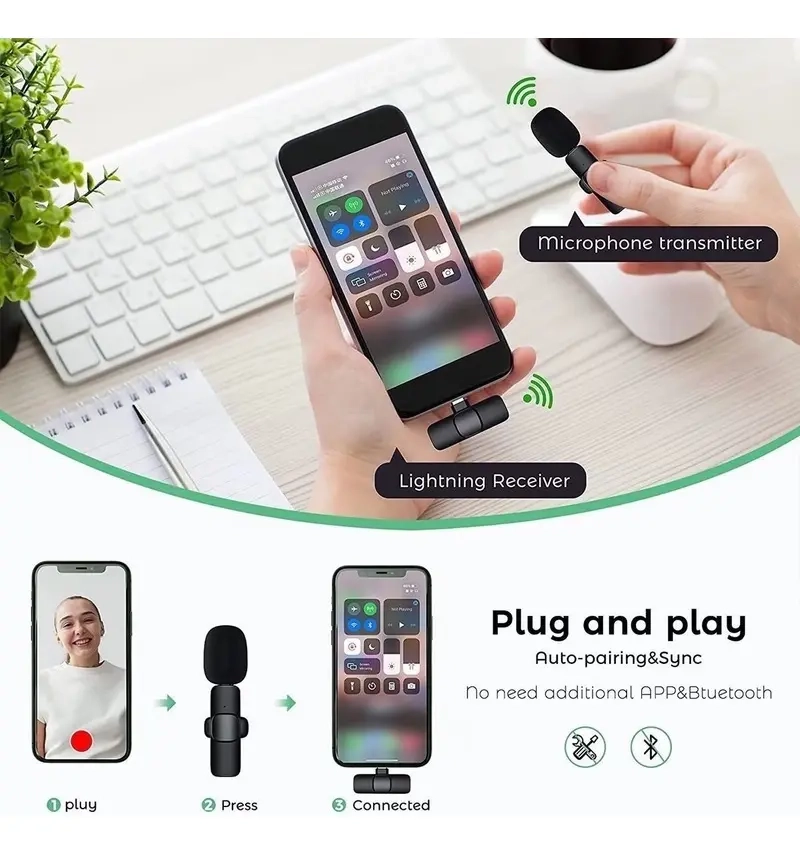 PACK 2 MICROFONOS INALAMBRICO CONEXION TIPO USB-C - 4