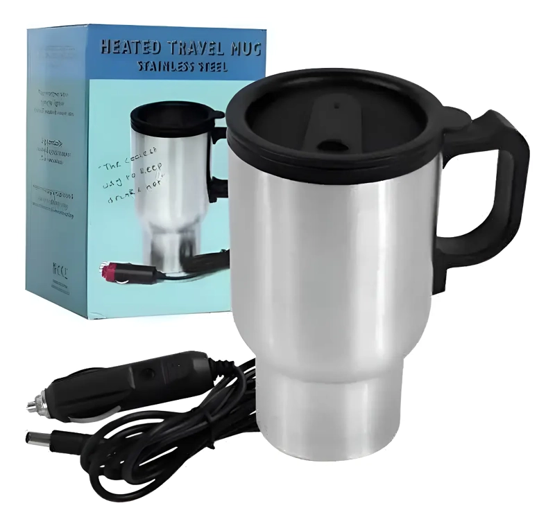 VASO TERMO AUTO ACERO TAZON 12V 480ML TE RMICO CONEXION AUTO - 1