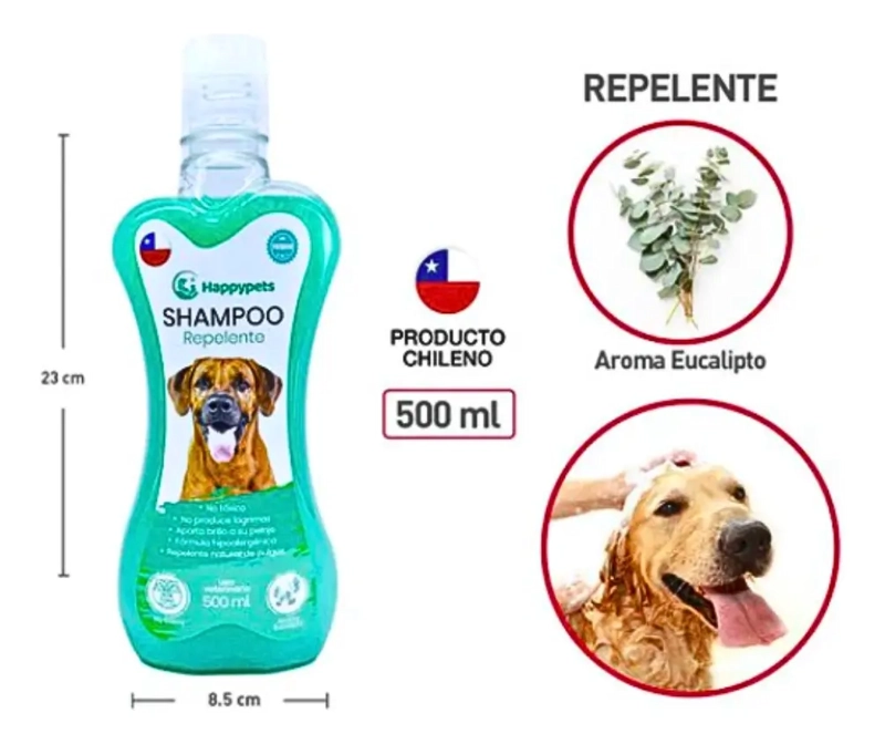 SHAMPOO REPELENTE ANTIPULGAS HAPPYPETS PARA PERROS 500ML - 2