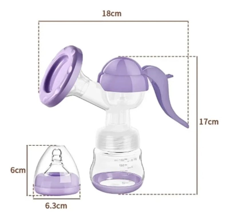 EXTRACTOR SACA LECHE MATERNA MANUAL CON VASO BOCA ANCHA - 2