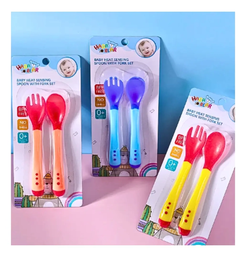 SET CUBIERTOS TENEDOR CUCHARA CON SENSOR TEMPERATURA BEBE - 3