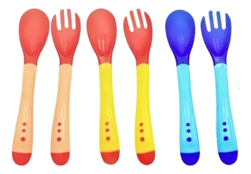 SET CUBIERTOS TENEDOR CUCHARA CON SENSOR TEMPERATURA BEBE - 4