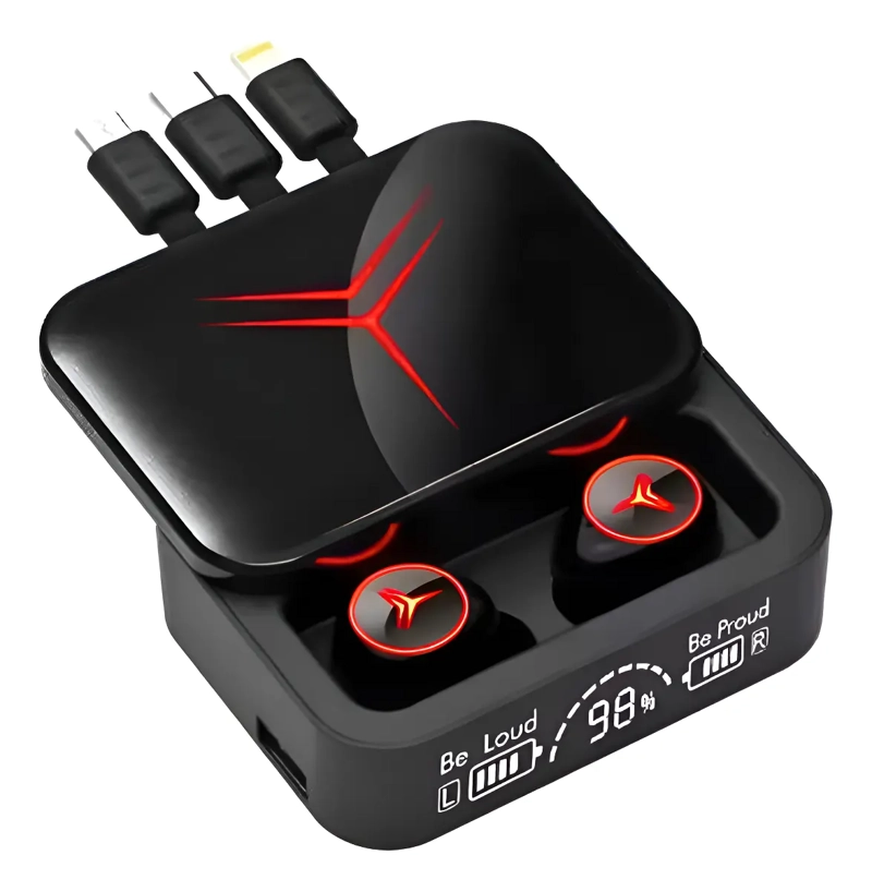 AUDIFONOS INALAMBRICO CON CAJA DE CARGA 3 CABLES 2000 MAH - 1