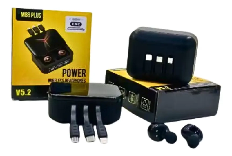 AUDIFONOS INALAMBRICO CON CAJA DE CARGA 3 CABLES 2000 MAH - 9