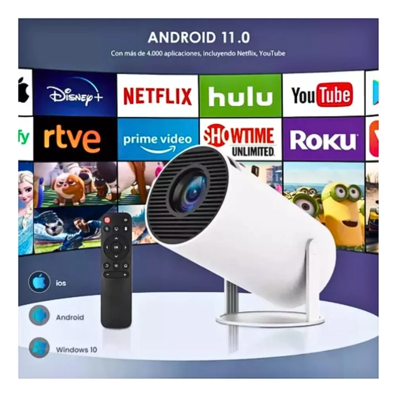 PROYECTOR MINI HY300 PROFESIONAL 4K HD WIFI SMARTTV PORTATIL - 6