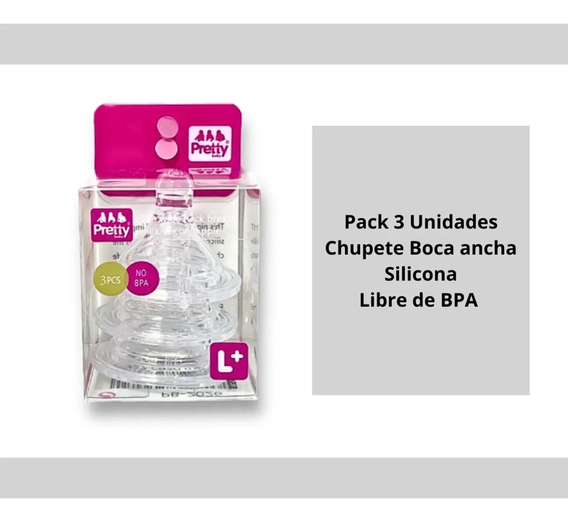 PACK 3 REPUESTOS DE CHUPETE BOCA ANCHA MAMADERA BEBE - 3