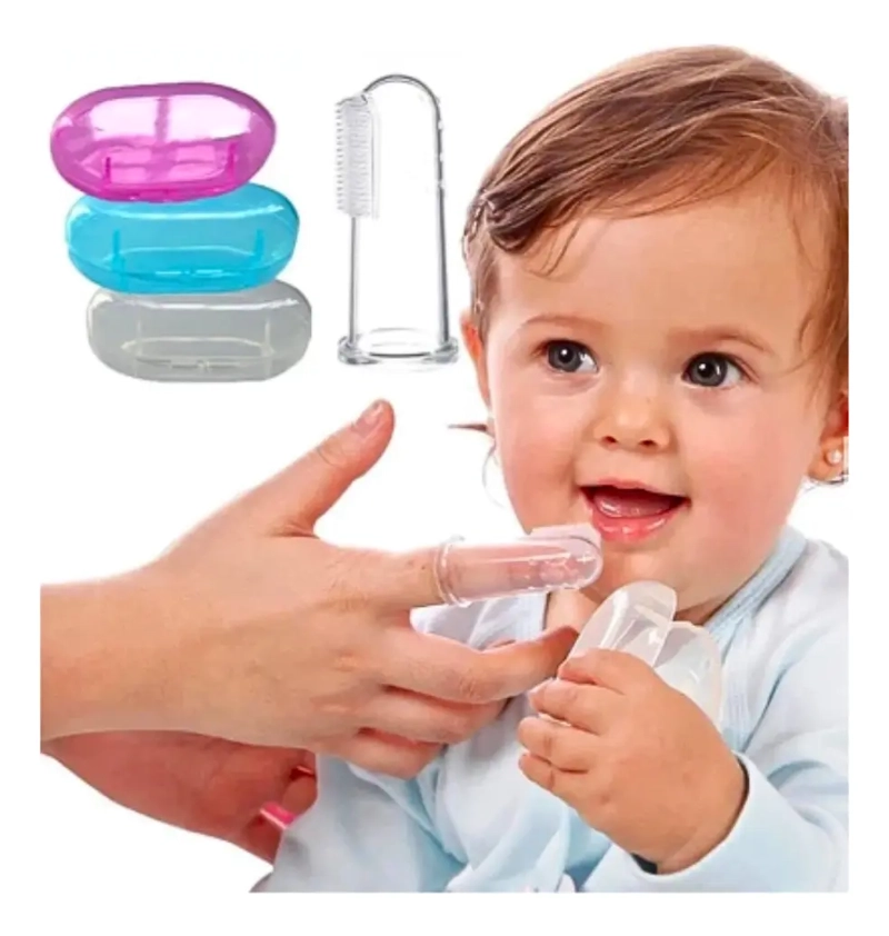 CEPILLO DEDAL DE DIENTES BEBE S + CAJITA DE ALMACENAMIENTO - 1