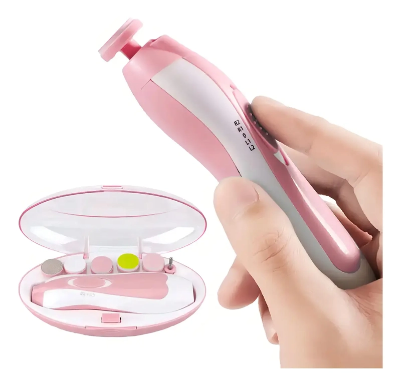 LIMA UÑAS BEBE  TRIMMER ELE CTRICO ROSA CON LUZ LED - 1