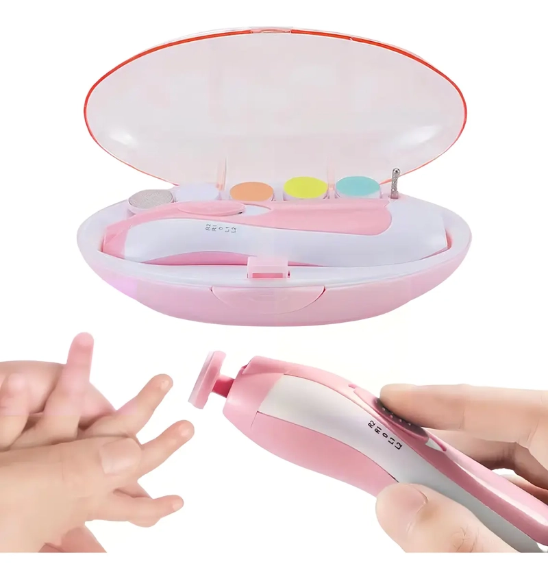 LIMA UÑAS BEBE  TRIMMER ELE CTRICO ROSA CON LUZ LED - 3