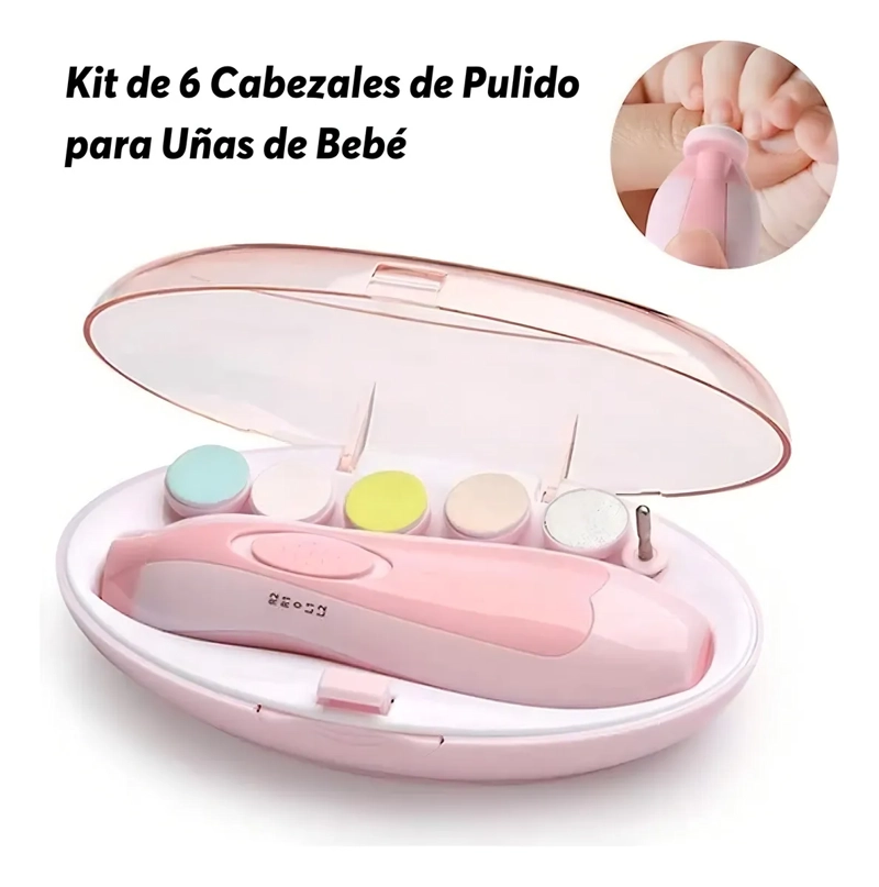 LIMA UÑAS BEBE  TRIMMER ELE CTRICO ROSA CON LUZ LED - 6