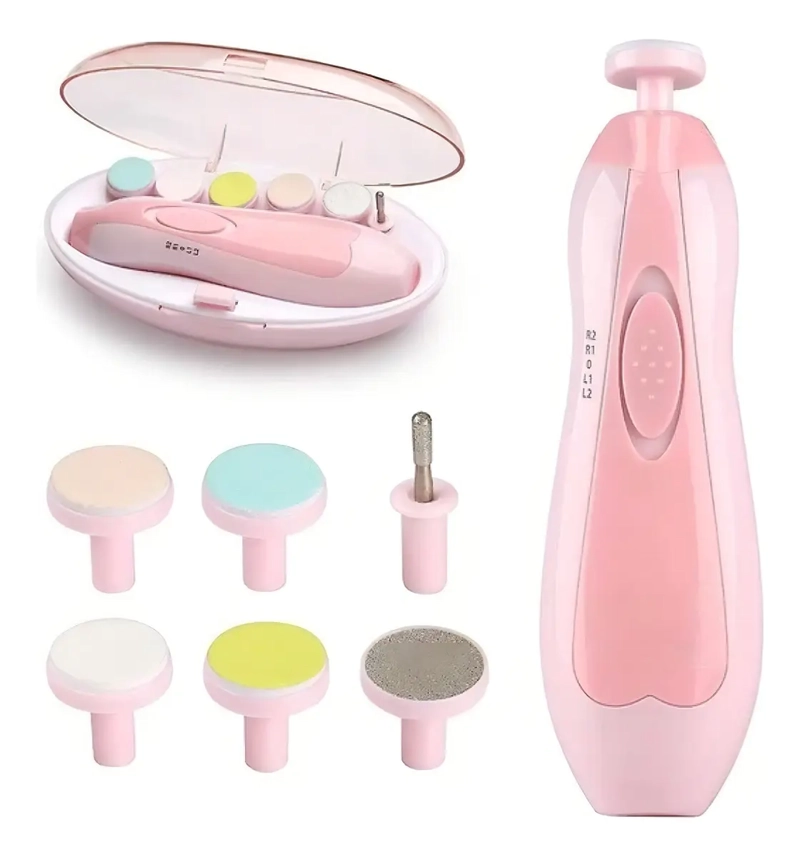 LIMA UÑAS BEBE  TRIMMER ELE CTRICO ROSA CON LUZ LED - 9