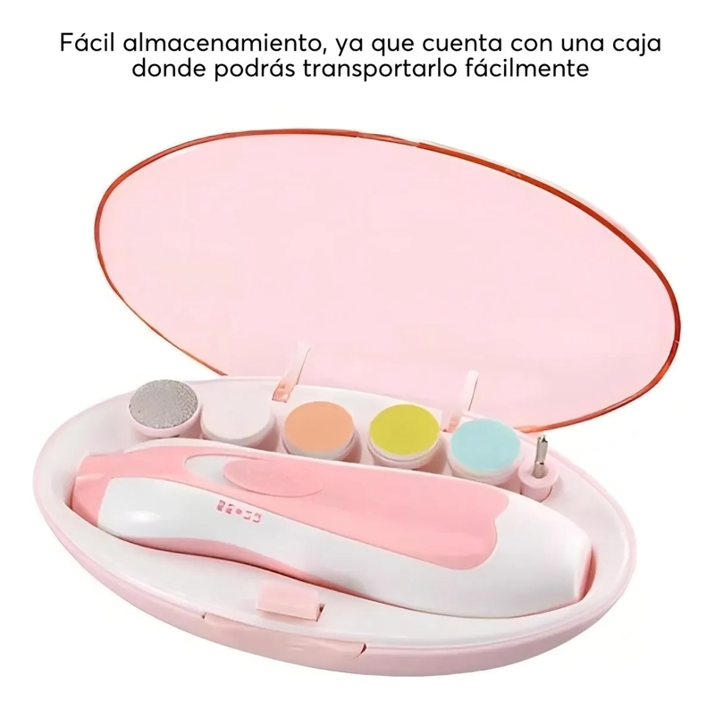 LIMA UÑAS BEBE  TRIMMER ELE CTRICO ROSA CON LUZ LED - 10