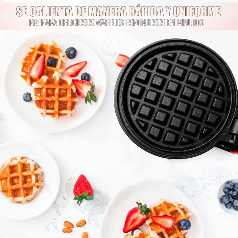 MINI WAFFLERA MAQUINA WAFFLES PASTELES CONOS REPOSTERIA - 6
