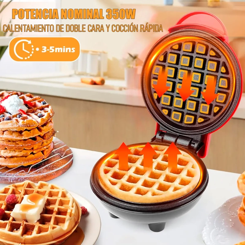 MINI WAFFLERA MAQUINA WAFFLES PASTELES CONOS REPOSTERIA - 7