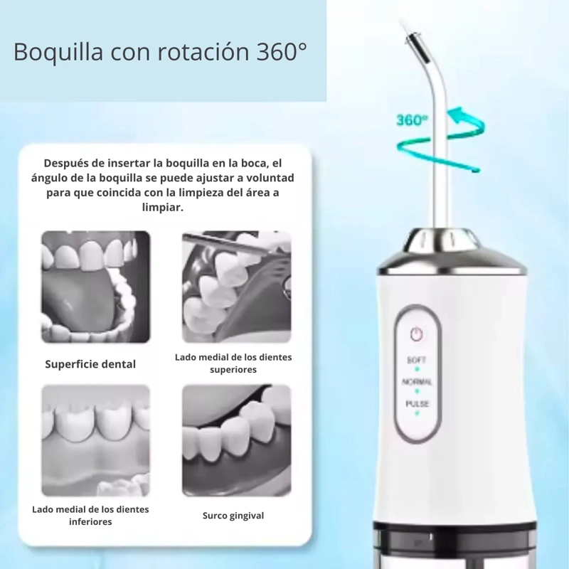 LIMPIADOR IRRIGADOR BUCAL 4 BOQUILLAS PORTATIL RECARGABLE - 3