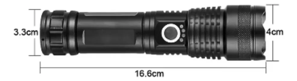 LINTERNA DE MANO LUZ LED CON ZOOM RECARGABLE 3000M - 2