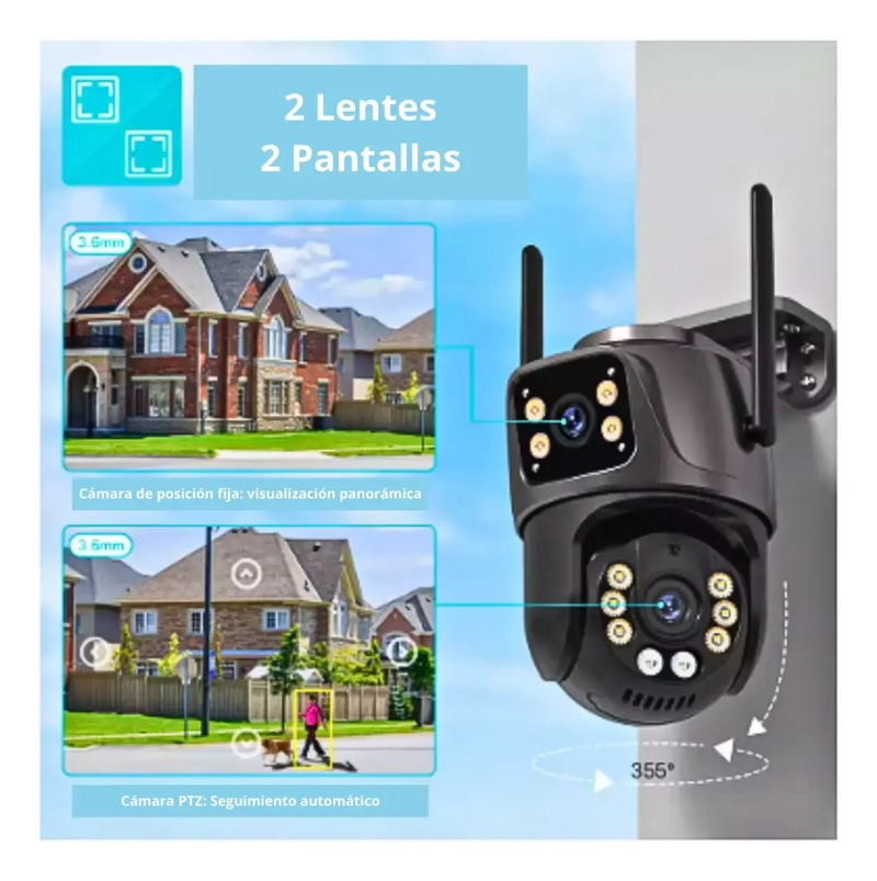 CAMARA DE VIGILANCIA CON LENTE DUAL WIFI FULL HD + SENSOR - 6