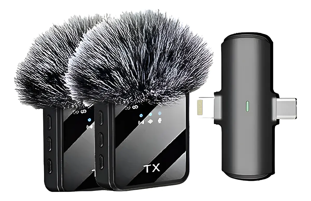 PACK 2 MICROFONOS INALAMBRICO DUAL PARA IPHONE Y ANDROID - 1