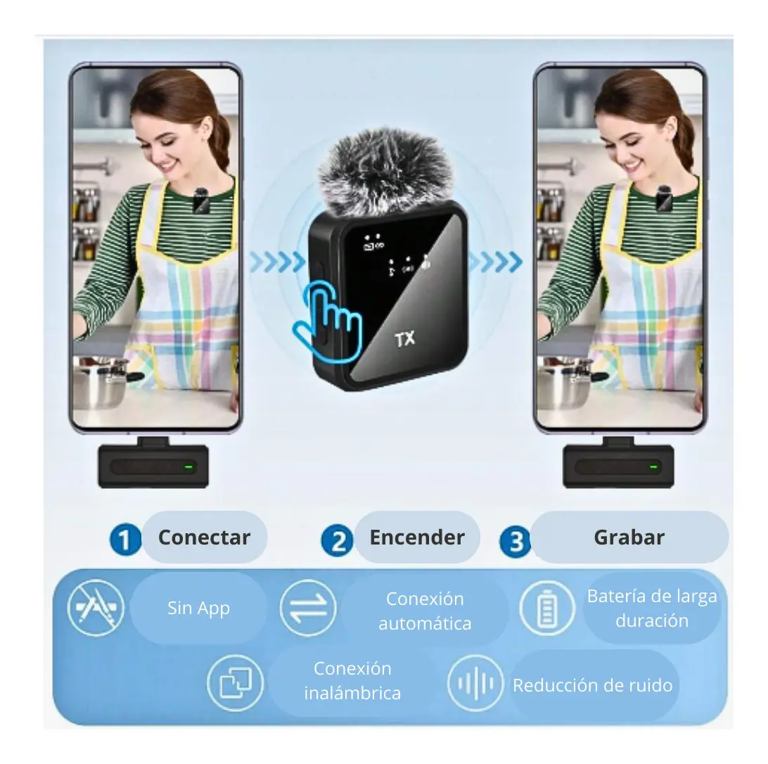 PACK 2 MICROFONOS INALAMBRICO DUAL PARA IPHONE Y ANDROID - 2
